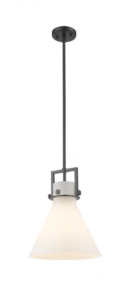 Newton Cone - 1 Light - 12 inch - Matte Black - Stem Hung - Mini Pendant