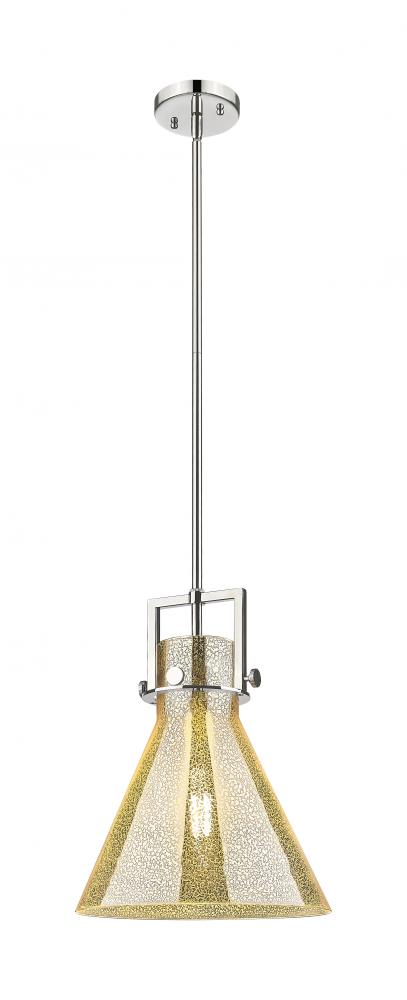 Newton Cone - 1 Light - 12 inch - Polished Nickel - Stem Hung - Mini Pendant