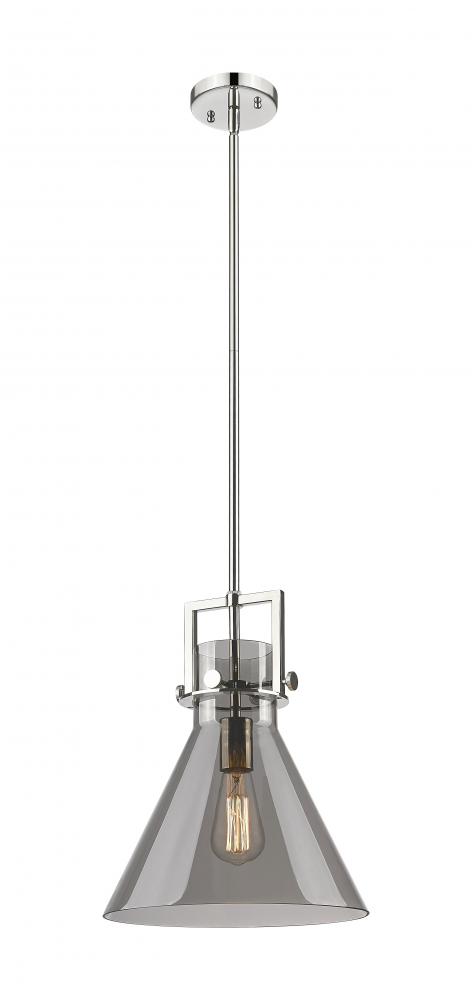 Newton Cone - 1 Light - 12 inch - Polished Nickel - Stem Hung - Mini Pendant
