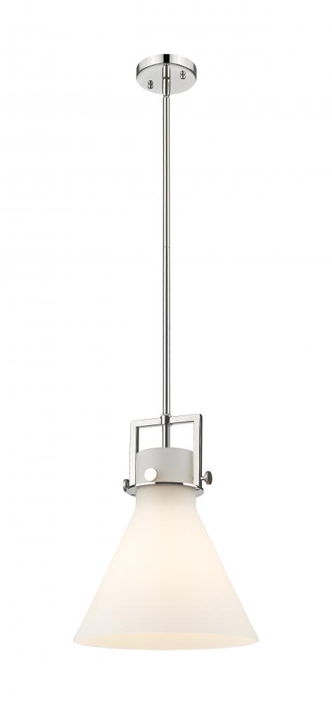 Newton Cone - 1 Light - 12 inch - Polished Nickel - Stem Hung - Mini Pendant