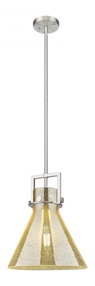 Newton Cone - 1 Light - 12 inch - Brushed Satin Nickel - Stem Hung - Mini Pendant