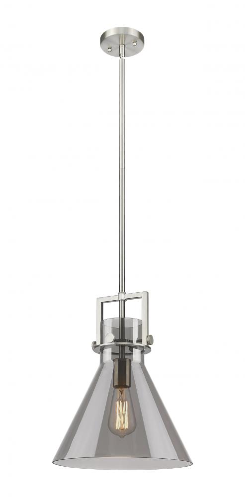 Newton Cone - 1 Light - 12 inch - Brushed Satin Nickel - Stem Hung - Mini Pendant
