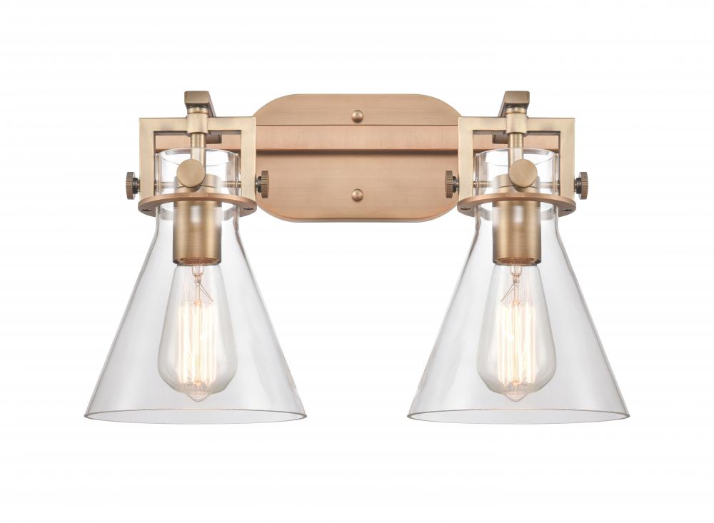 Newton Cone - 2 Light - 17 inch - Brushed Brass - Bath Vanity Light