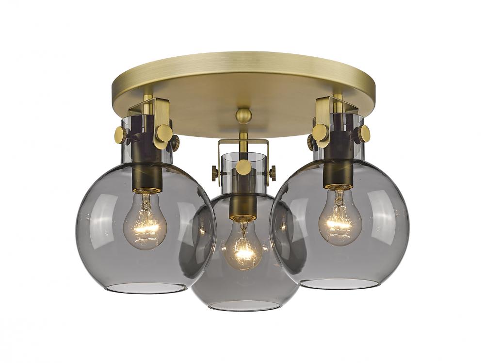 Newton Sphere - 3 Light - 18 inch - Brushed Brass - Semi-Flush Mount