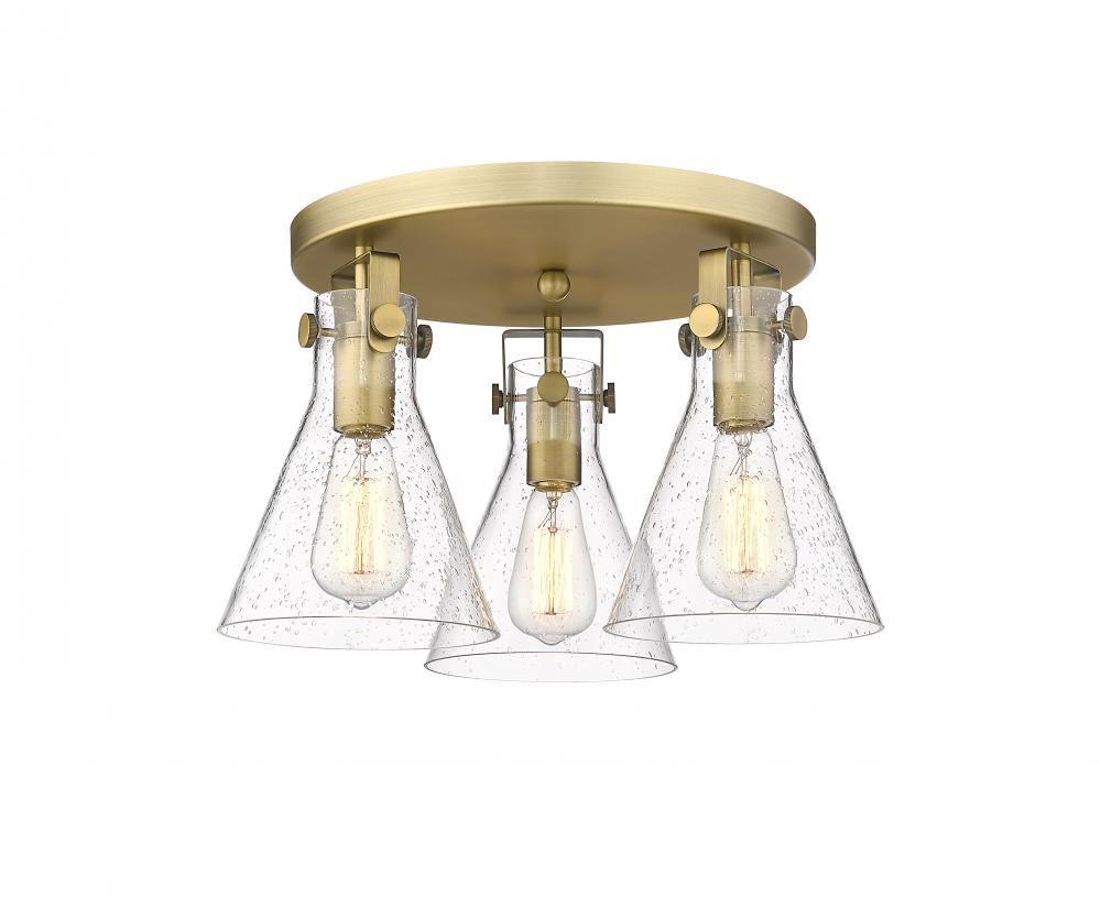 Newton Cone - 3 Light - 18 inch - Brushed Brass - Semi-Flush Mount