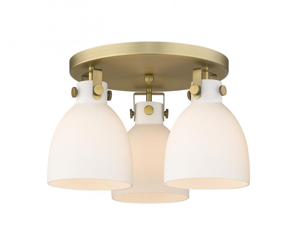 Newton Bell - 3 Light - 18 inch - Brushed Brass - Semi-Flush Mount
