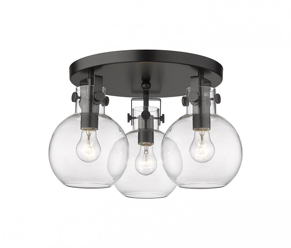 Newton Sphere - 3 Light - 18 inch - Matte Black - Semi-Flush Mount