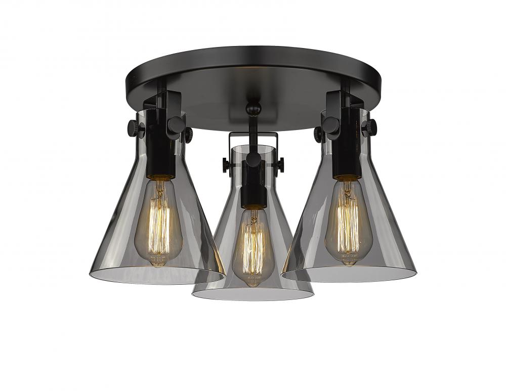 Newton Cone - 3 Light - 18 inch - Matte Black - Semi-Flush Mount