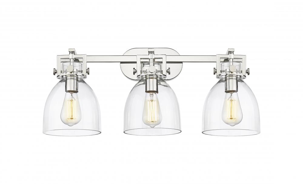 Newton Bell - 3 Light - 27 inch - Polished Nickel - Bath Vanity Light