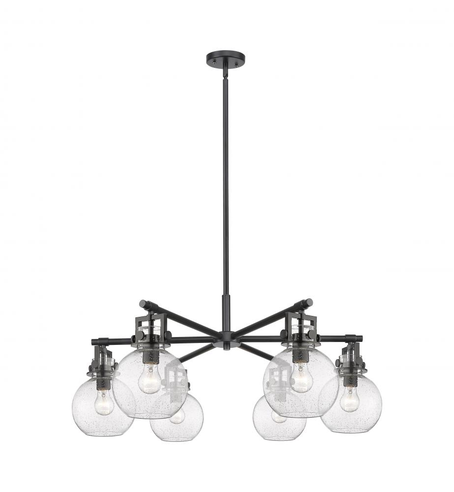Newton Sphere - 6 Light - 26 inch - Matte Black - Chandelier