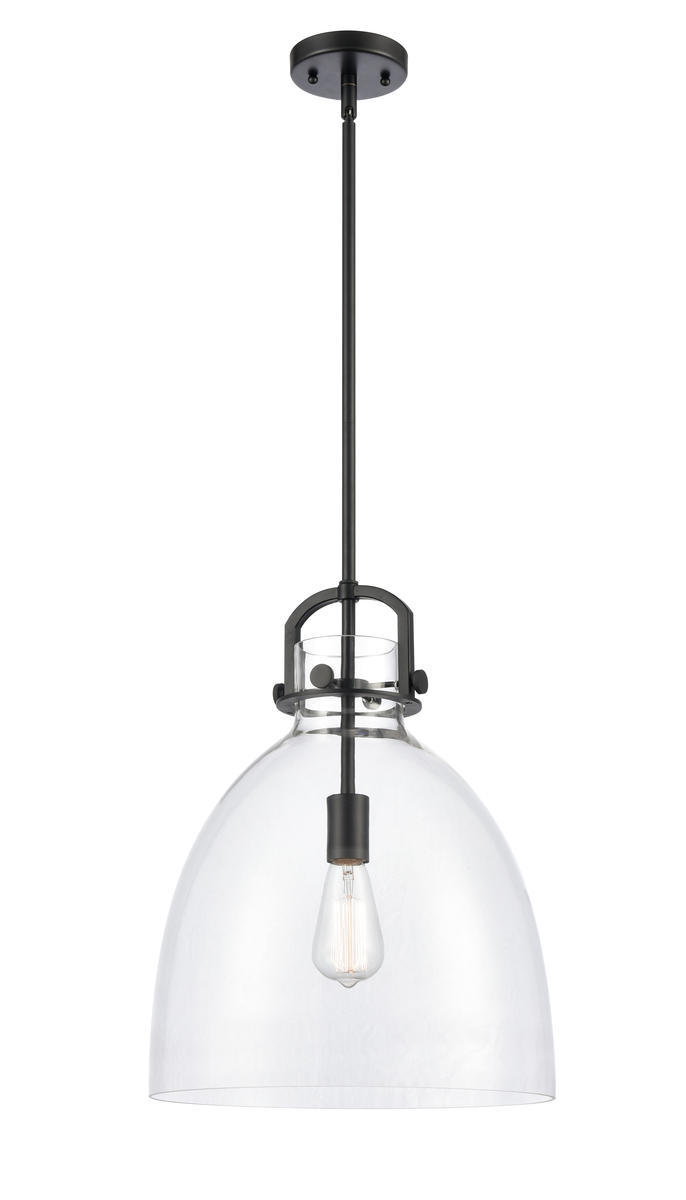 Newton Bell - 1 Light - 14 inch - Matte Black - Stem hung - Pendant