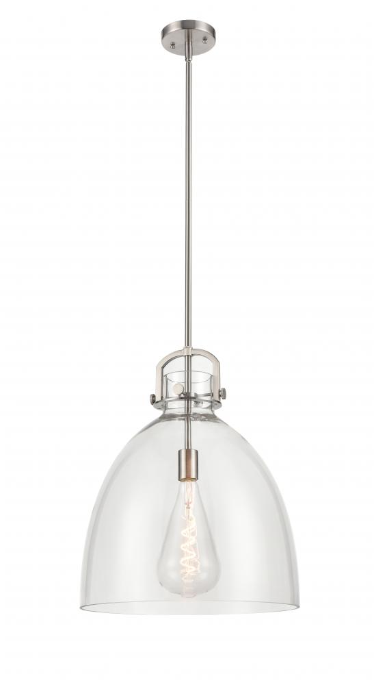 Newton Bell - 1 Light - 16 inch - Brushed Satin Nickel - Stem hung - Pendant