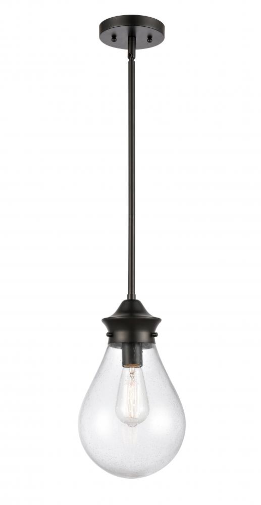 Genesis - 1 Light - 8 inch - Matte Black - Stem hung - Mini Pendant
