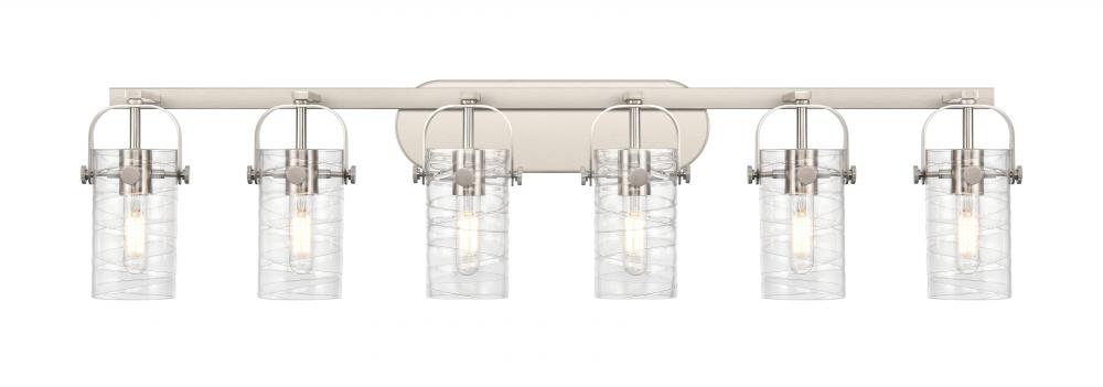 Pilaster II Cylinder - 6 Light - 44 inch - Satin Nickel - Bath Vanity Light