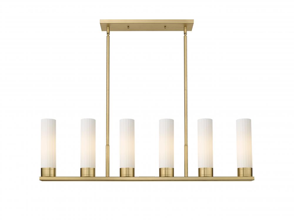 Empire - 6 Light - 44 inch - Brushed Brass - Linear Pendant