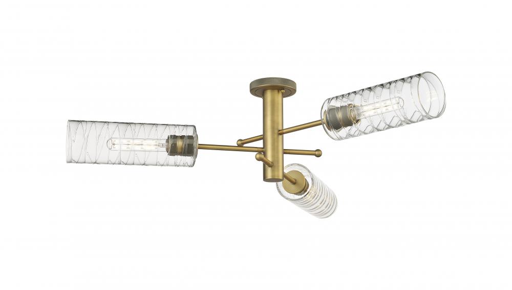 Crown Point - 3 Light - 34 inch - Brushed Brass - Semi-Flush Mount
