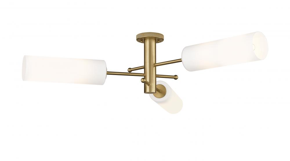 Crown Point - 3 Light - 34 inch - Brushed Brass - Semi-Flush Mount