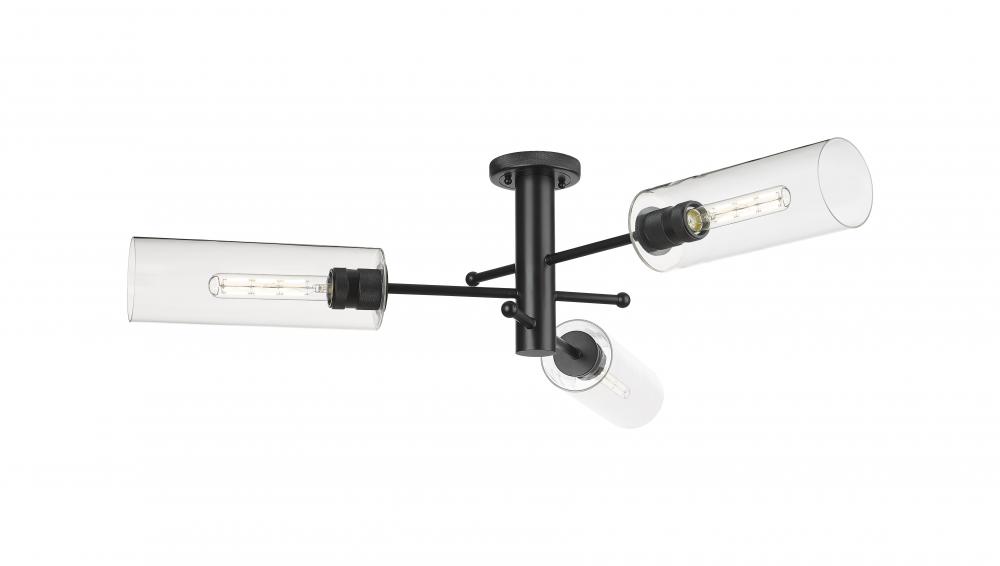 Crown Point - 3 Light - 34 inch - Matte Black - Semi-Flush Mount