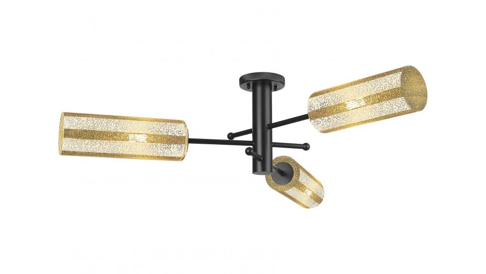 Crown Point - 3 Light - 34 inch - Matte Black - Semi-Flush Mount