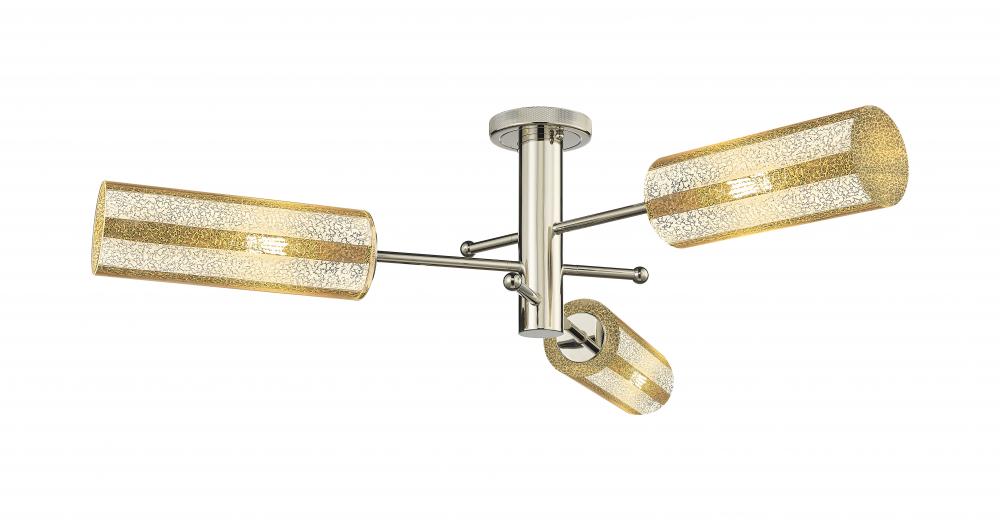 Crown Point - 3 Light - 34 inch - Polished Nickel - Semi-Flush Mount