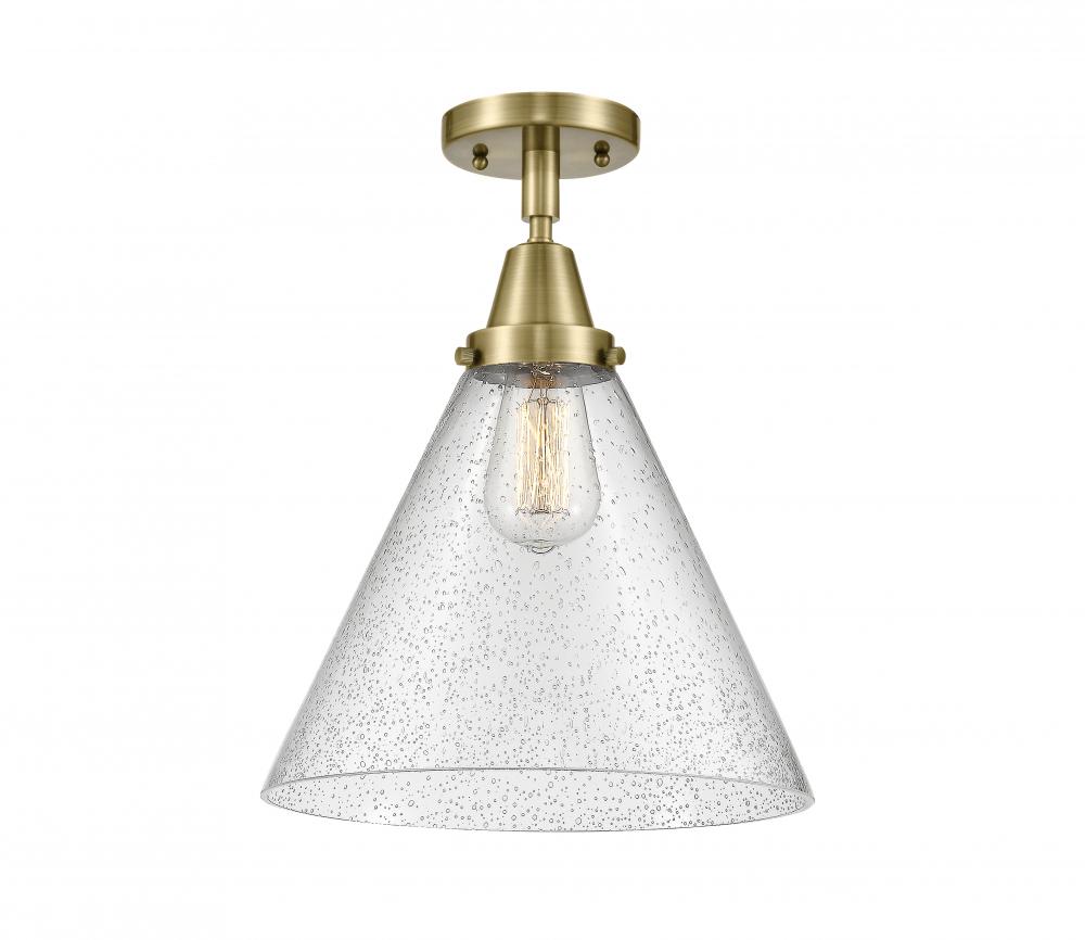 Cone - 1 Light - 12 inch - Antique Brass - Semi-Flush Mount