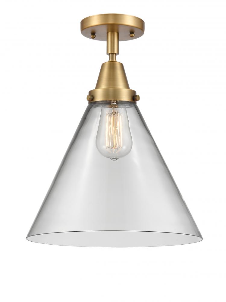 Cone - 1 Light - 12 inch - Brushed Brass - Semi-Flush Mount