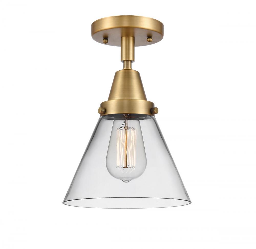 Cone - 1 Light - 8 inch - Brushed Brass - Semi-Flush Mount