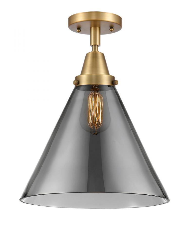 Cone - 1 Light - 12 inch - Brushed Brass - Semi-Flush Mount