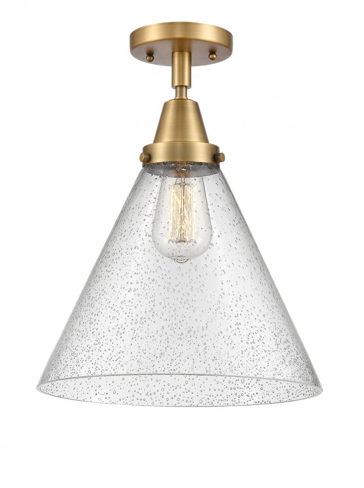 Cone - 1 Light - 12 inch - Brushed Brass - Semi-Flush Mount