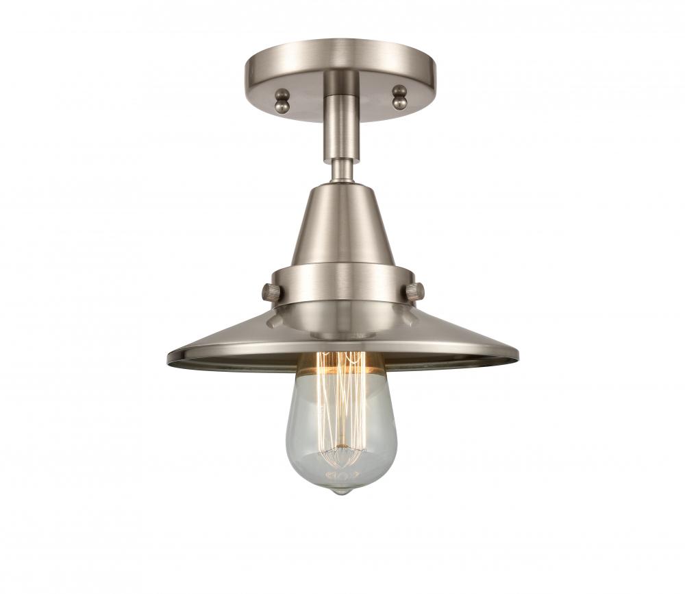 Railroad - 1 Light - 8 inch - Brushed Satin Nickel - Semi-Flush Mount