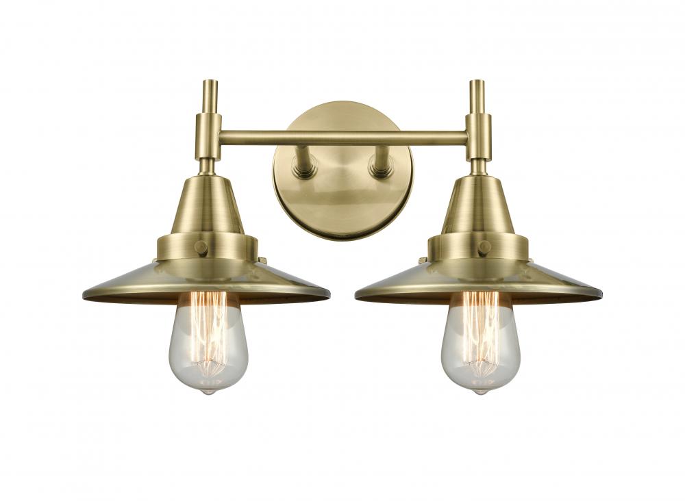 Railroad - 2 Light - 17 inch - Antique Brass - Bath Vanity Light