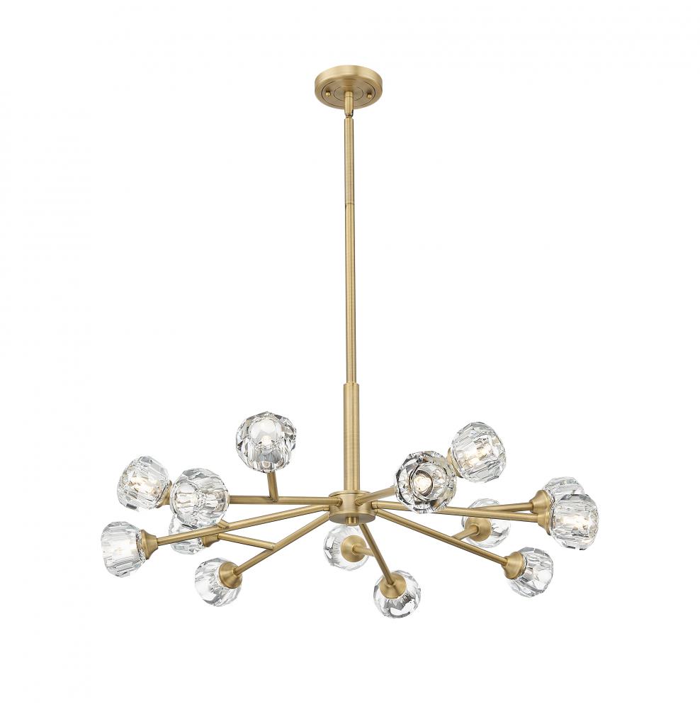 Aurora - 14 Light - 28 inch - Brushed Brass - Chandelier