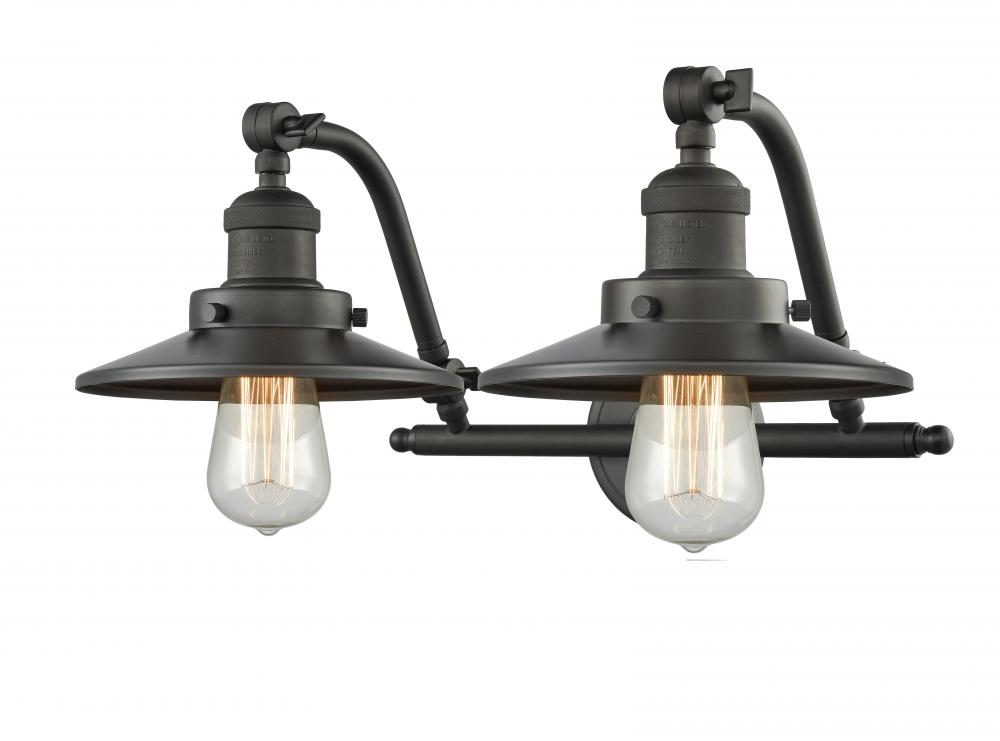 Railroad - 2 Light - 18 inch - Oil Rubbed Bronze - Adjustable Bath Vanity Light