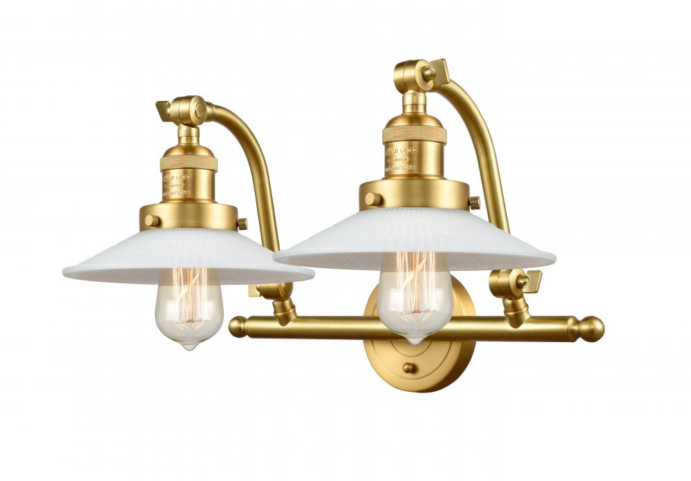 Halophane - 2 Light - 18 inch - Satin Gold - Adjustable Bath Vanity Light