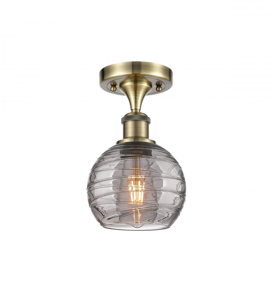 Athens Deco Swirl - 1 Light - 6 inch - Antique Brass - Semi-Flush Mount