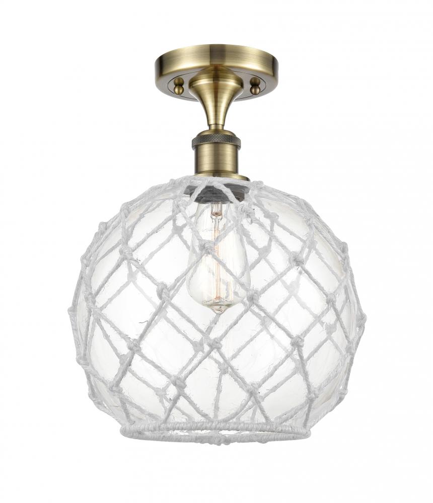 Farmhouse Rope - 1 Light - 10 inch - Antique Brass - Semi-Flush Mount