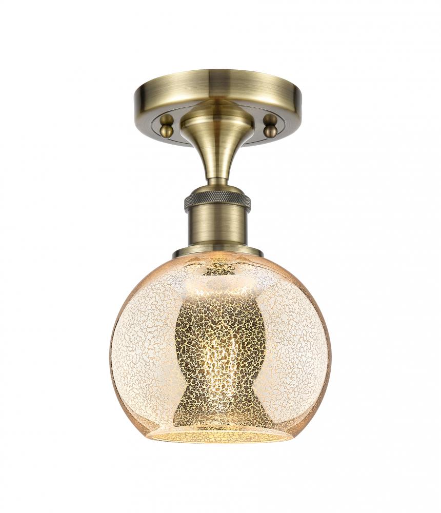 Athens - 1 Light - 6 inch - Antique Brass - Semi-Flush Mount