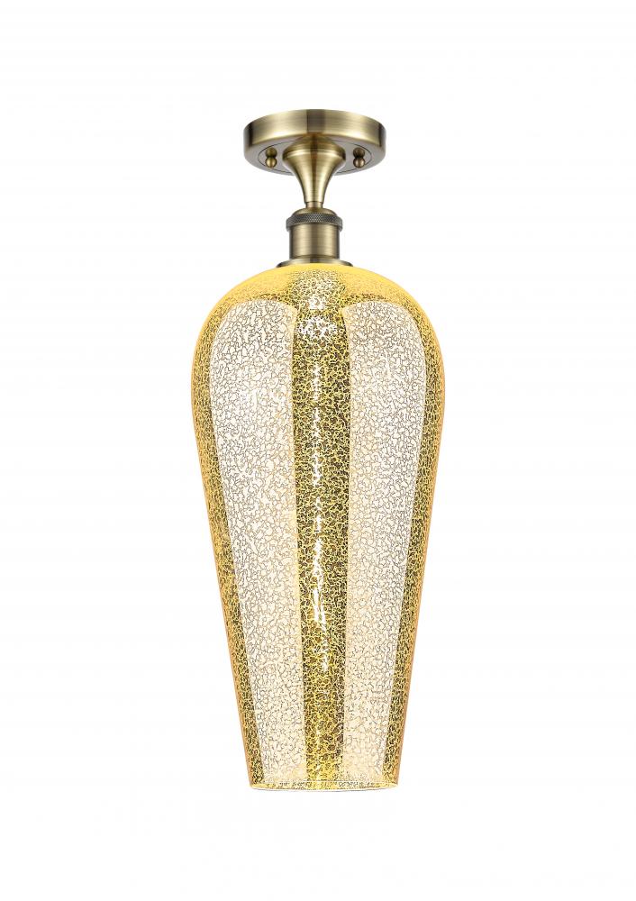 Chelsea - 1 Light - 8 inch - Antique Brass - Semi-Flush Mount