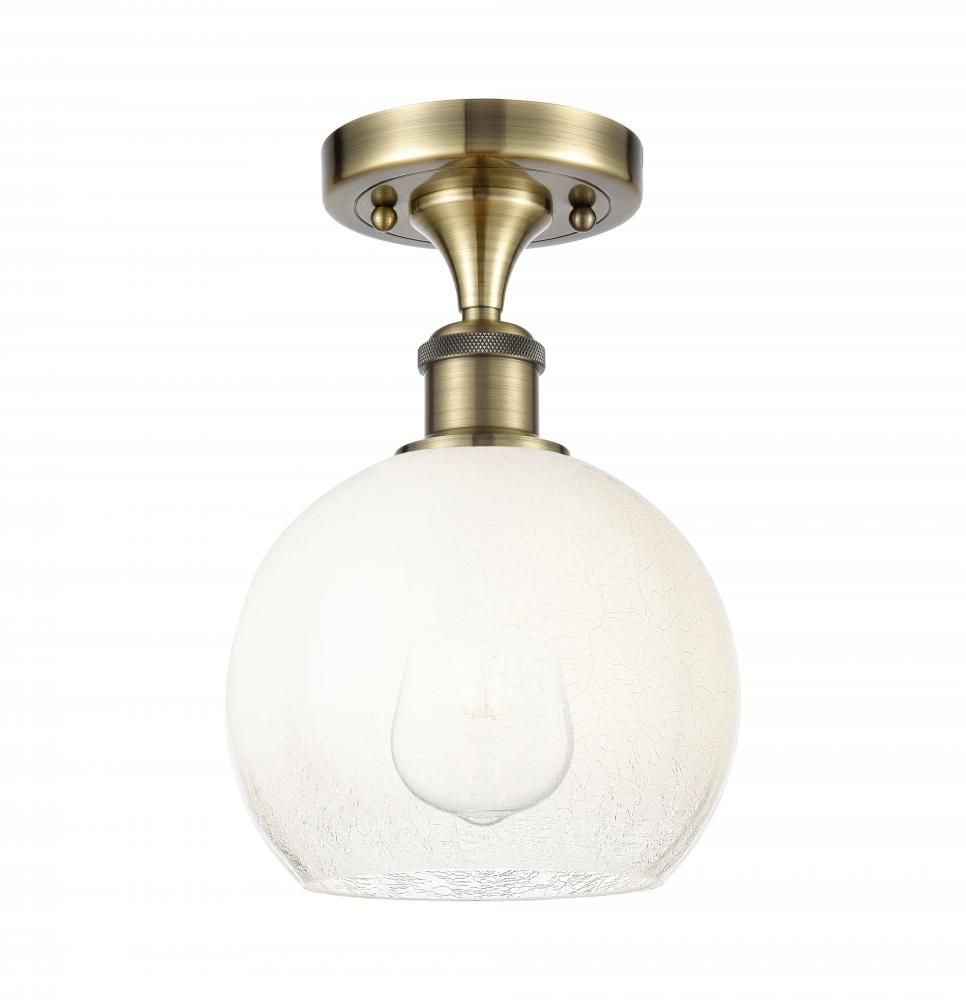 Brookhaven Globe - 1 Light - 8 inch - Antique Brass - Semi-Flush Mount