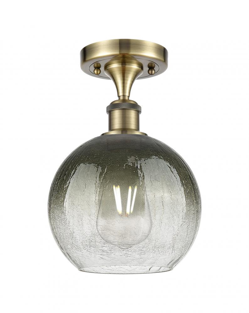 Brookhaven Globe - 1 Light - 8 inch - Antique Brass - Semi-Flush Mount