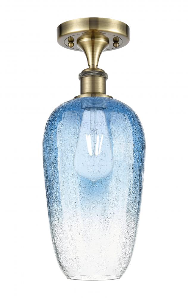 Brookhaven Flute - 1 Light - 7 inch - Antique Brass - Semi-Flush Mount