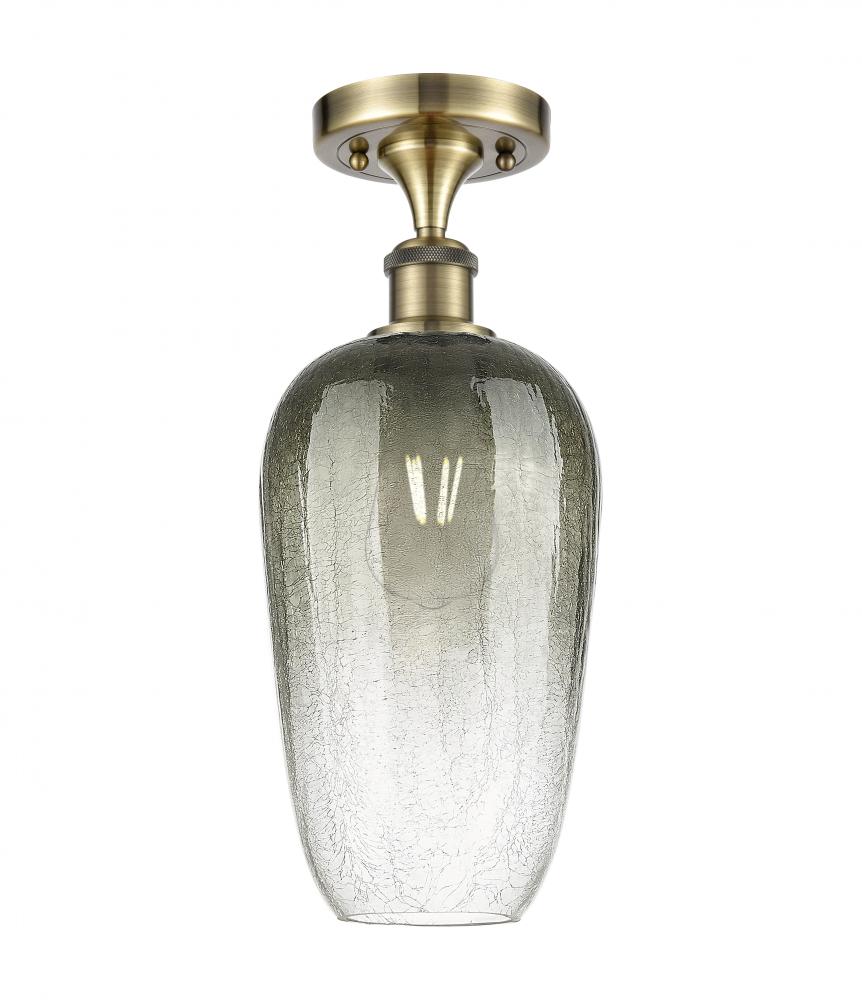 Brookhaven Flute - 1 Light - 7 inch - Antique Brass - Semi-Flush Mount