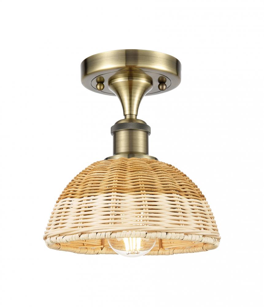 Bristol Natural II - 1 Light - 8 inch - Antique Brass - Semi-Flush Mount