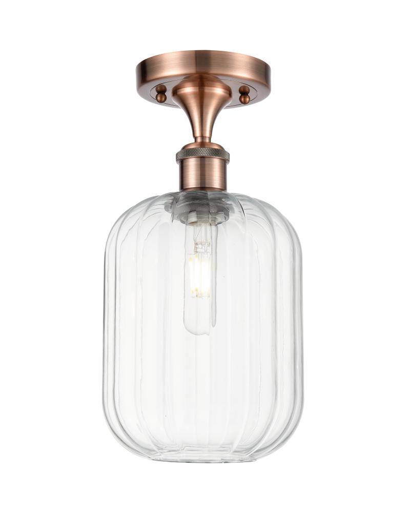 Preston Cylinder - 1 Light - 7 inch - Antique Copper - Semi-Flush Mount