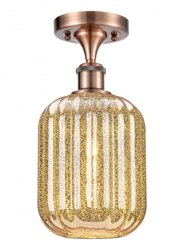 Preston Cylinder - 1 Light - 7 inch - Antique Copper - Semi-Flush Mount