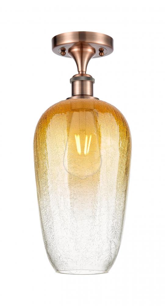 Brookhaven Flute - 1 Light - 7 inch - Antique Copper - Semi-Flush Mount