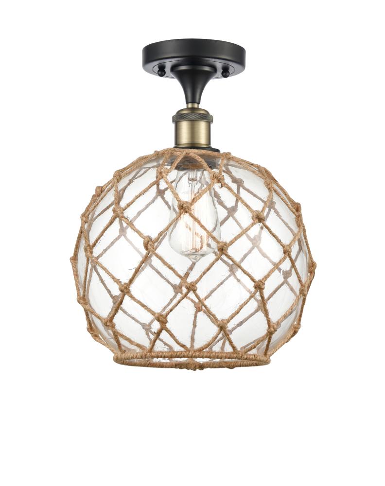 Farmhouse Rope - 1 Light - 10 inch - Black Antique Brass - Semi-Flush Mount