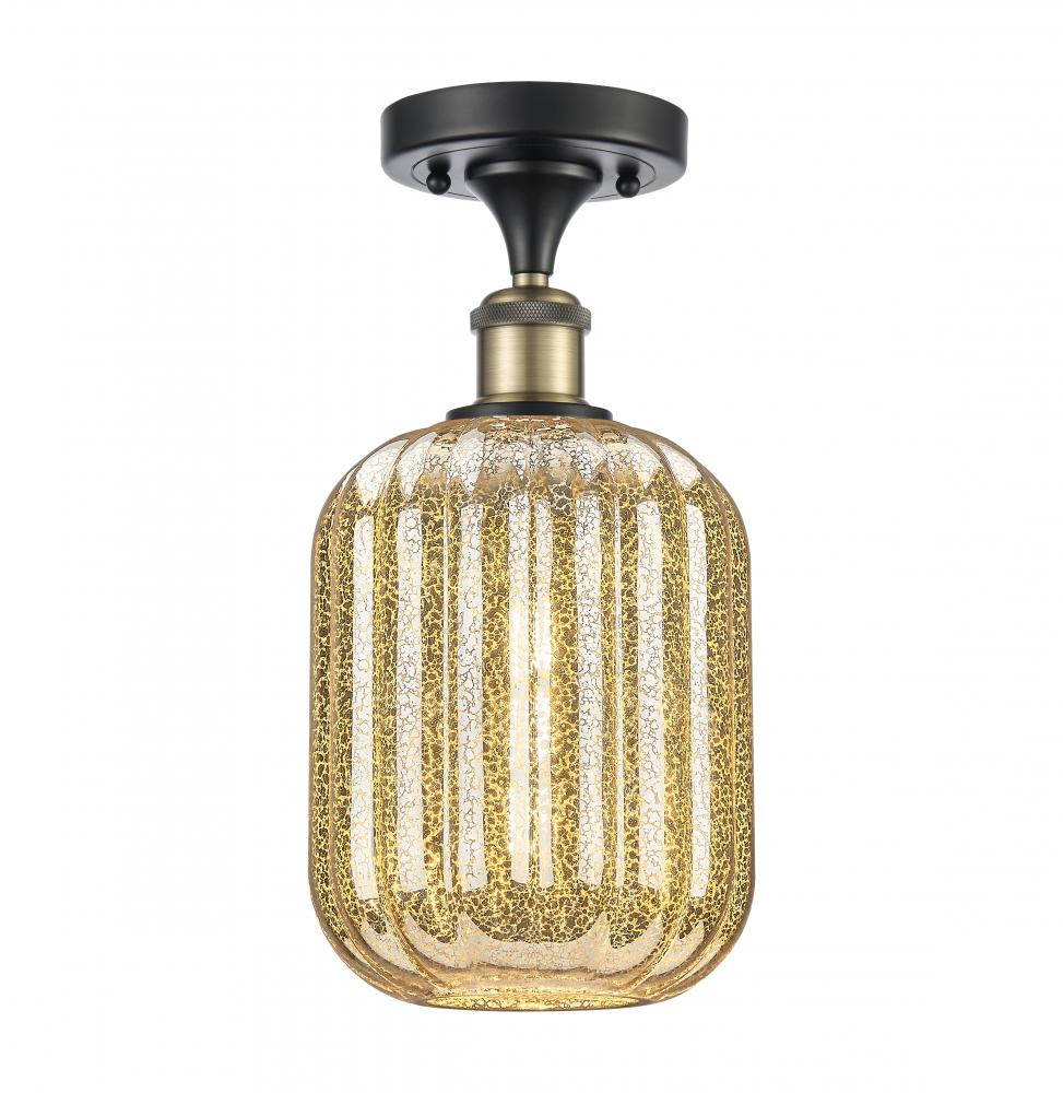 Preston Cylinder - 1 Light - 7 inch - Black Antique Brass - Semi-Flush Mount