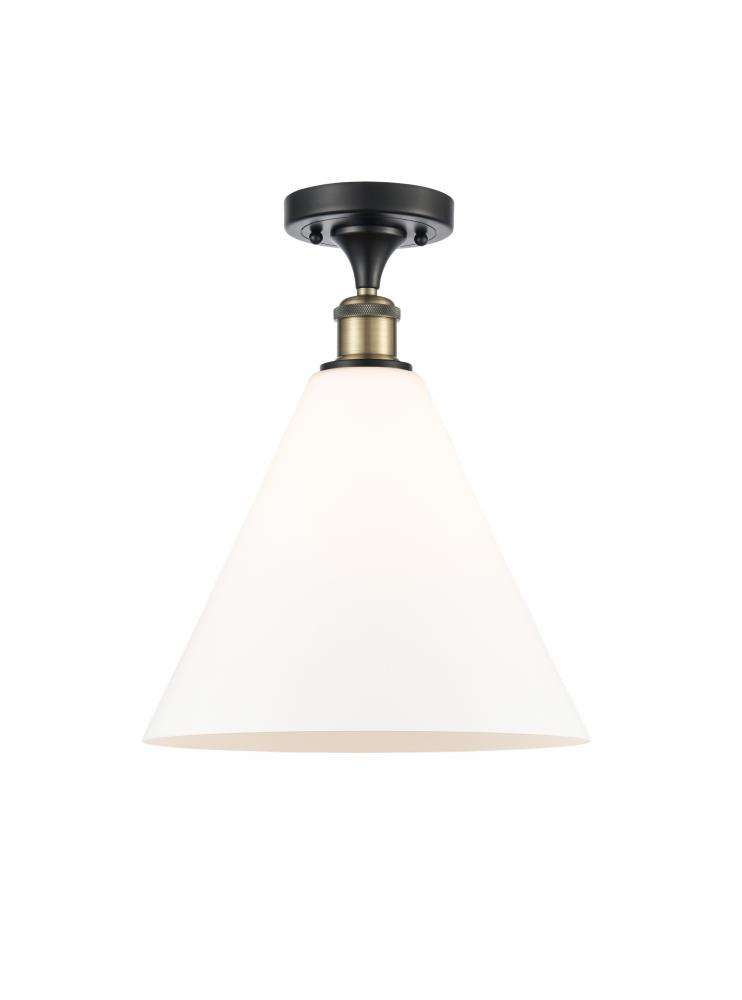 Berkshire - 1 Light - 12 inch - Black Antique Brass - Semi-Flush Mount