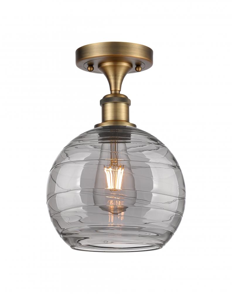 Athens Deco Swirl - 1 Light - 8 inch - Brushed Brass - Semi-Flush Mount